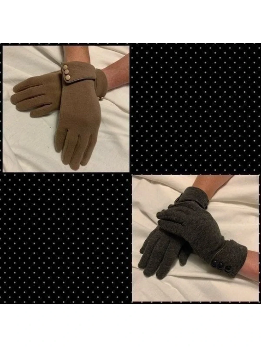 Two Sets of Typing Gloves Black & Brown